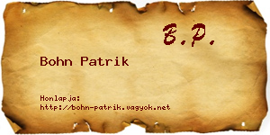 Bohn Patrik névjegykártya